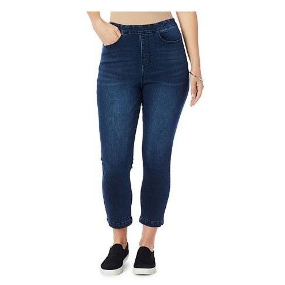 DG2 by Diane Gilman New Classic Stretch Indigo Split Hem Pull-On Capri Medium